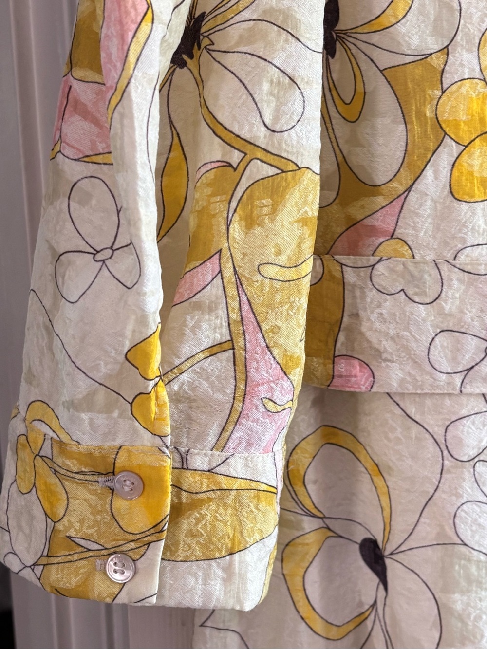 Max & Co. Women’s Yellow Floral Tie-Waist Dress Size 6 Puff Sleeves - Picture 6 of 8